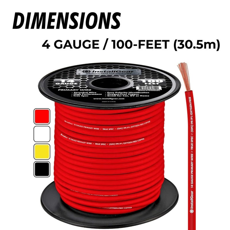 InstallGear 14 Gauge OFC Primary Remote Wire, 100-feet - Red - Speaker Cable for Car Speakers Stereos, Home Theater Speakers, Surround Sound, Radio, Automotive Wire, Outdoor - Speaker Wire 14 Gauge - Image 3