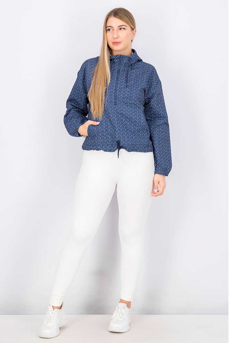 Mountain And Isles Women Hooded Long Sleeve Textured Rain Jacket, Navy - Image 4