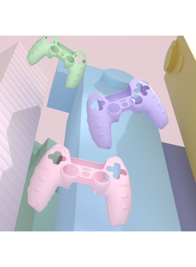 PS5 Handle Silicone Protective Cover Soft And Comfortable Cartoon Cute With Rocker Cap And Sticker Anti-pink Circle Ns Accessories-Product Color:Gray - Image 5