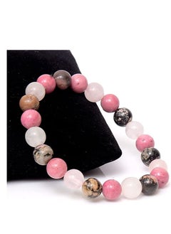 REBUY REBUY Rose Quartz Rhodonite Rhodocrosite Stone Bracelet Love Bracelet  - Image 2