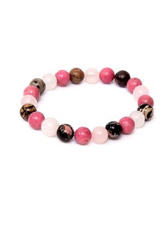 REBUY REBUY Rose Quartz Rhodonite Rhodocrosite Stone Bracelet Love Bracelet  - Image 1
