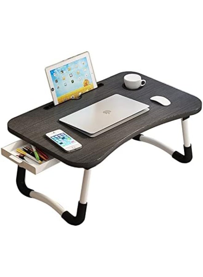 Generic Home Office Lap Desk with Storage Drawer, Cup and Phone Holder, Bed Tray Table, 23.6" Foldable Laptop Desk, Laptop Stand for Working, Writing, Gaming and Drawing - Image 1