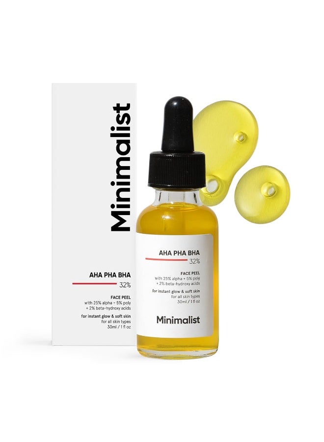 Minimalist 25% AHA + 2% BHA + 5% PHA Peeling Serum Solution for Glowing Skin, Smooth Texture & Pore Cleansing | AHA BHA PHA Peel Serum For Weekend Exfoliation | 30ml - Image 1