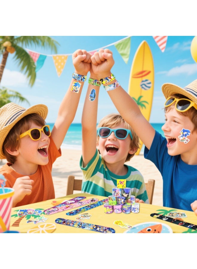 ILovhaprty 90pcs Sonic Party Favors, 40pcs Sonic & Friends Bracelets and 50pcs Sonic Stickers for Kids - Sonic Themed Party Favors for Sonic Birthday Party Supplies - Image 5