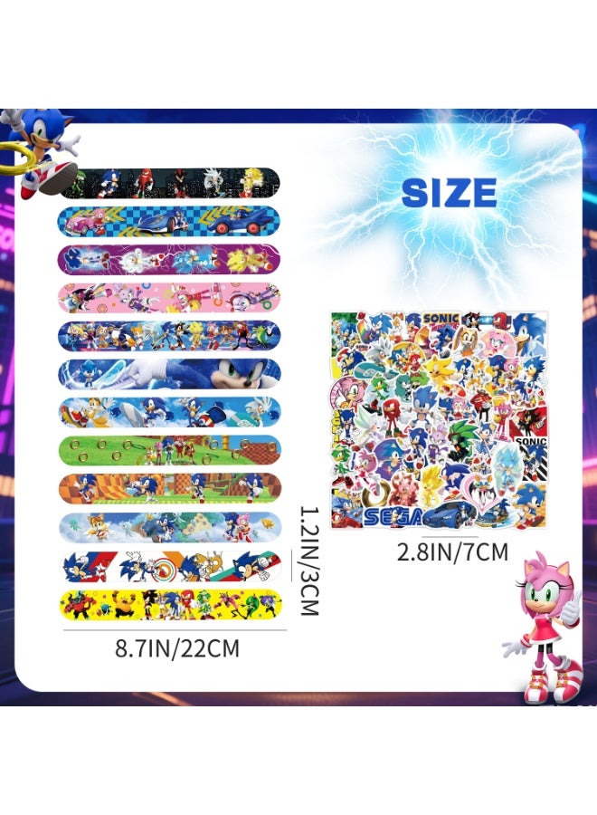 ILovhaprty 90pcs Sonic Party Favors, 40pcs Sonic & Friends Bracelets and 50pcs Sonic Stickers for Kids - Sonic Themed Party Favors for Sonic Birthday Party Supplies - Image 3