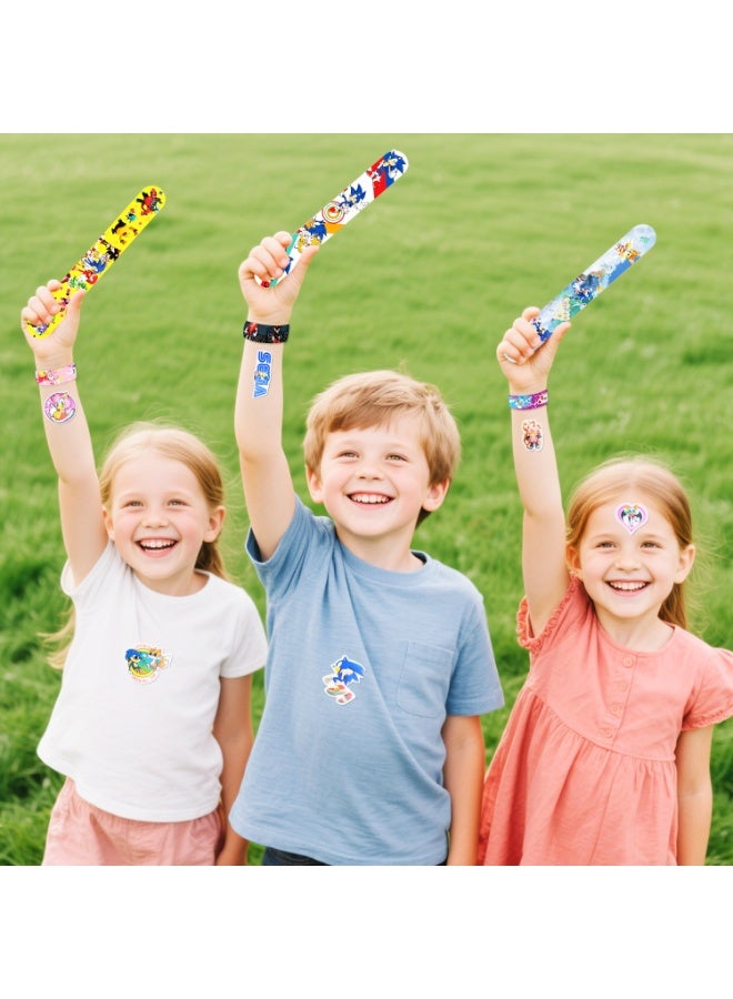 ILovhaprty 90pcs Sonic Party Favors, 40pcs Sonic & Friends Bracelets and 50pcs Sonic Stickers for Kids - Sonic Themed Party Favors for Sonic Birthday Party Supplies - Image 4
