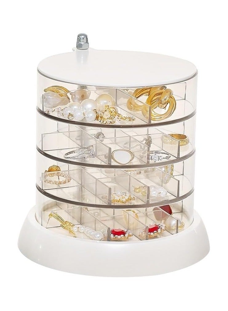 Hihonor Clear 4-Layers Acrylic Jewelry Box, Multi-Compartment Hair Accessories Organizer, 360° Rotating Bathroom Containers for Hair Tie, Earrings, Rings and Necklace for Girls Women - Image 1