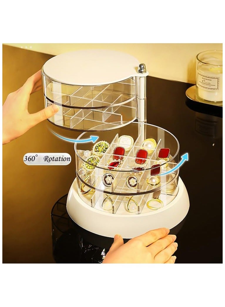 Hihonor Clear 4-Layers Acrylic Jewelry Box, Multi-Compartment Hair Accessories Organizer, 360° Rotating Bathroom Containers for Hair Tie, Earrings, Rings and Necklace for Girls Women - Image 4