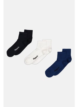 Men 3 Pair Brand Logo Socks, Navy
