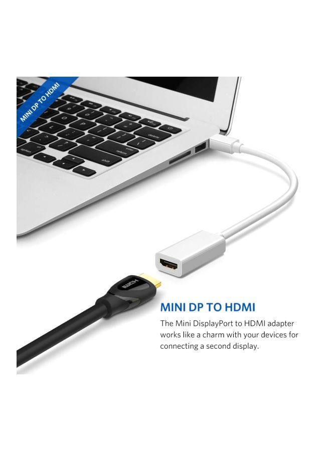 نيبمينينت محول بكابل بمنفذ ميني ديسبلاي بورت إلى HDMI بدقة كاملة الوضوح 1080P أبيض - Image 3