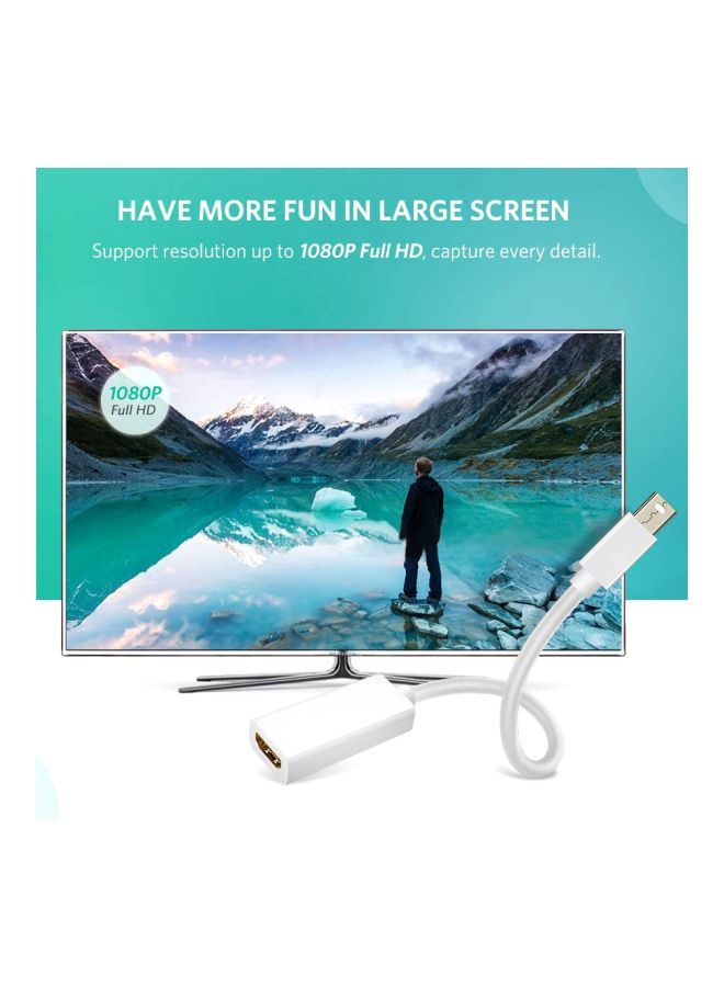 نيبمينينت محول بكابل بمنفذ ميني ديسبلاي بورت إلى HDMI بدقة كاملة الوضوح 1080P أبيض - Image 4