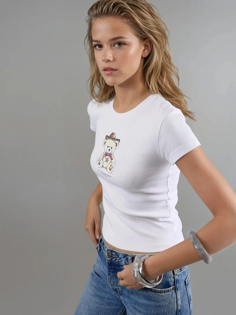 Busem BUSEM Fitted Short Sleeve Crew Neck Cotton-Blend Top