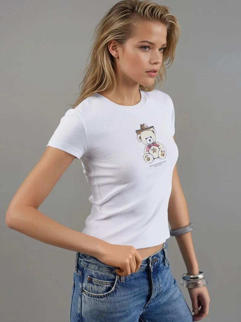 Busem BUSEM Fitted Short Sleeve Crew Neck Cotton-Blend Top