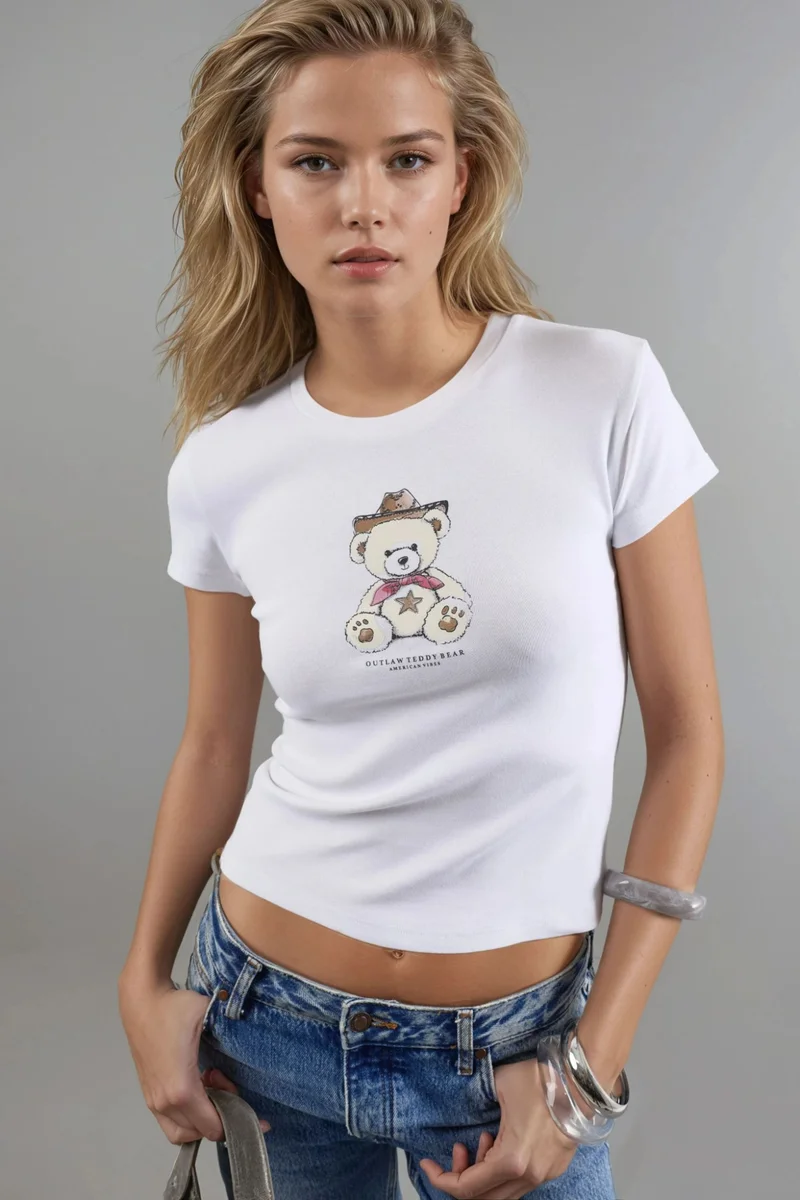 BUSEM Fitted Short Sleeve Crew Neck Cotton-Blend Top