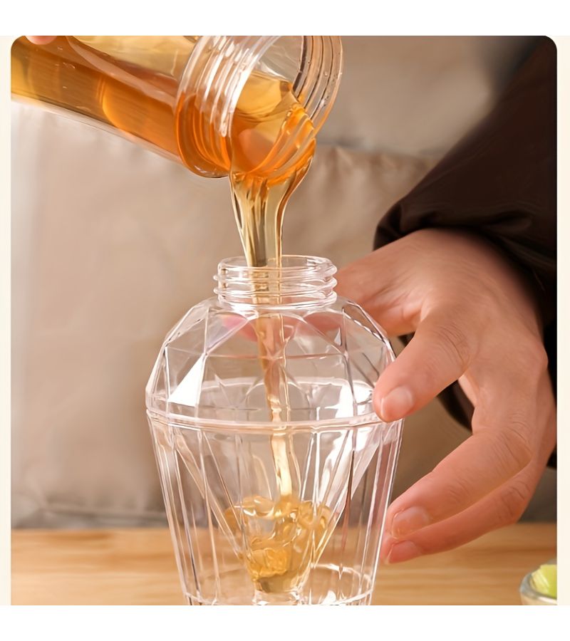 1Pc Heavy Duty Honey Press Bottle With Lever Style One Touch Spout And Transparent Drip Free System For Syrup Oil Vinegar Mustard Easy Pour Durable Countertop Dispenser - Image 5