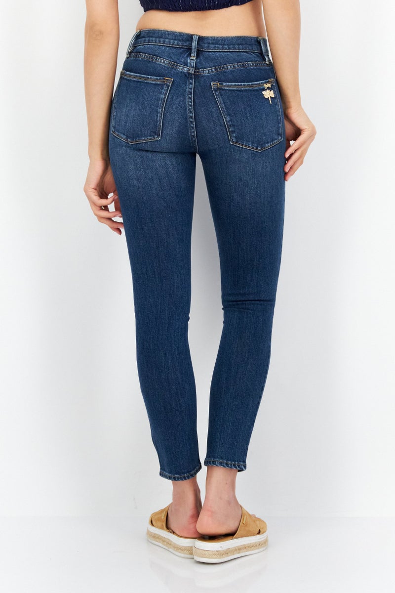 Black Label Women Regular Fit Textured Non Stretchable Denim Jeans, Blue - Image 4