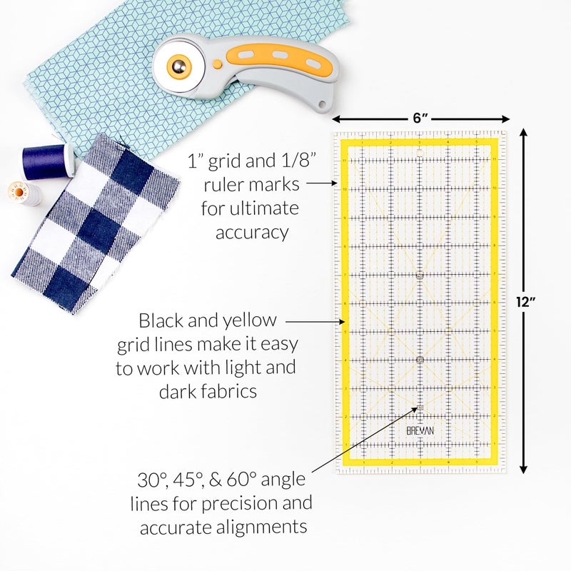 W.A. Portman WA Portman Self Healing Cutting Mat & Rotary Cutter Set â€“ 45mm Rotary Cutter for Fabric with 5 Extra Blades with 9x12 Fabric Cutting Mats for Crafts & 6x12 Acrylic Quilting Rulers â€“ 3pc Sewing Kit - Image 3