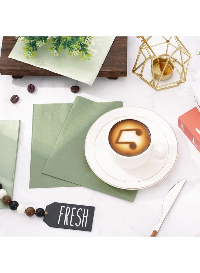 Whaline Sage Green Napkins 3 Colors Dinner Napkins Gradient Green Disposable Paper Napkins Luncheon Napkins for Party Supplies Table Decorations, 60Pcs - Image 4