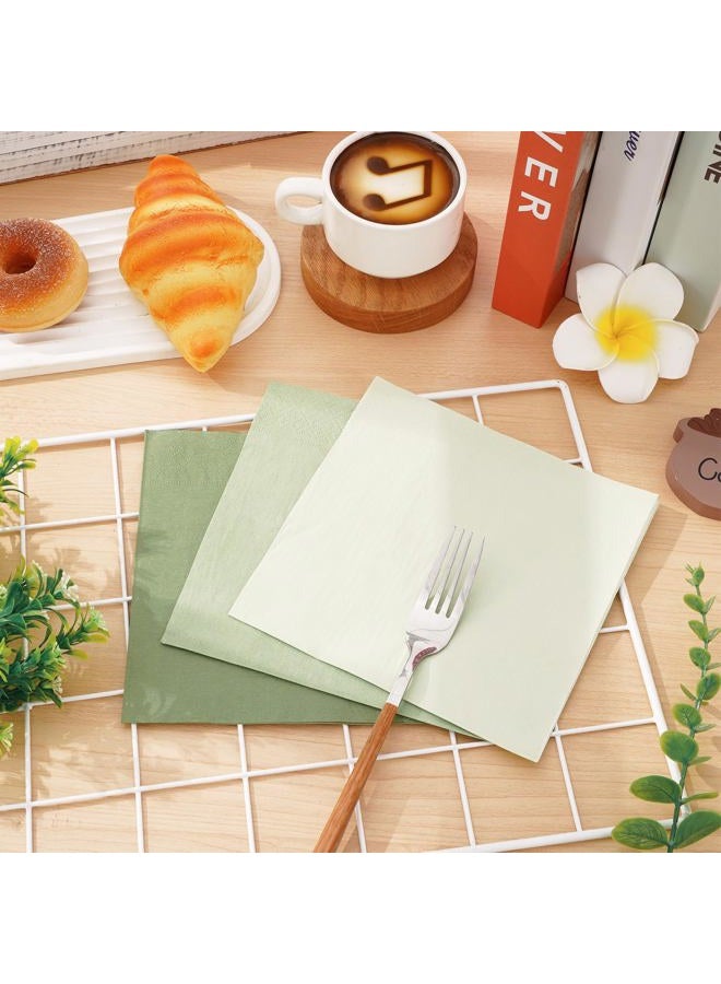 Whaline Sage Green Napkins 3 Colors Dinner Napkins Gradient Green Disposable Paper Napkins Luncheon Napkins for Party Supplies Table Decorations, 60Pcs - Image 5