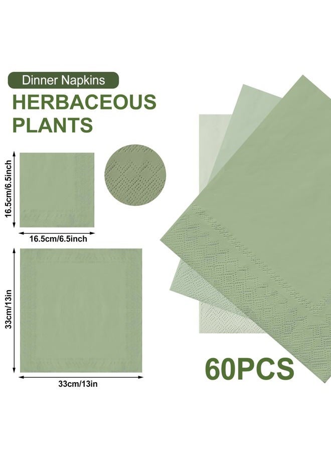 Whaline Sage Green Napkins 3 Colors Dinner Napkins Gradient Green Disposable Paper Napkins Luncheon Napkins for Party Supplies Table Decorations, 60Pcs - Image 2