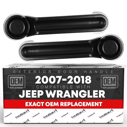 T1A Exterior FrontRear Driver Passenger Door Handle Set Compatible with 20072018 Jeep Wrangler Liberty 20072011 Dodge Nitro Textured Black OEM 4589164AD - Image 1