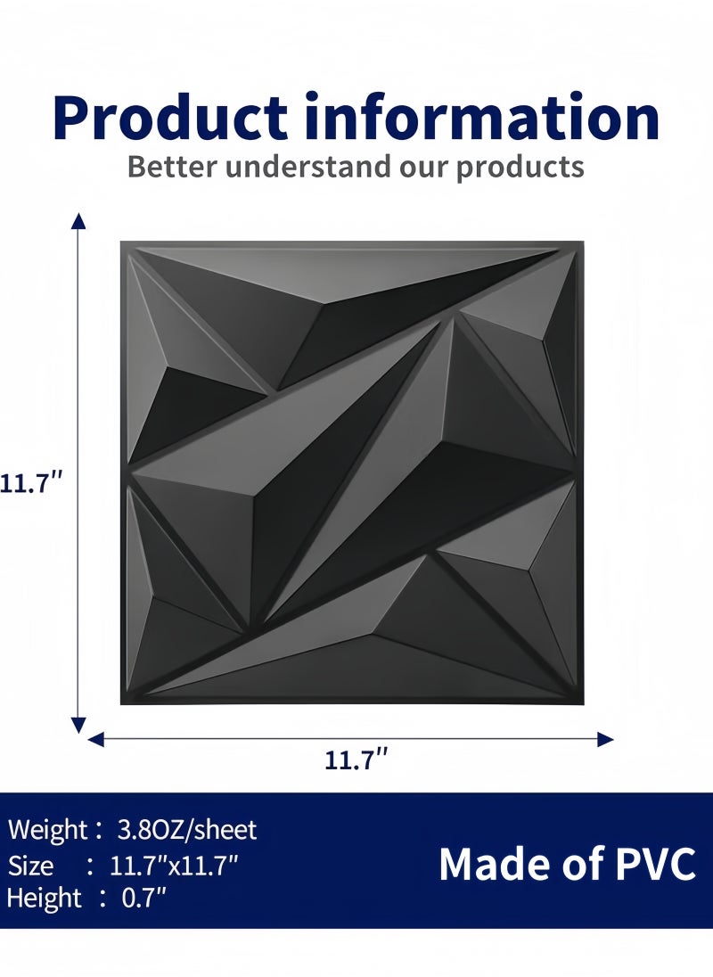تخيل - 12 قطعة 3D لوحة الحائط 3D الملمس PVC ورق الجدران الماس تصميم غطاء الحائط الزخرفية لغرفة المعيشة اللوبي غرفة نوم مكتب كل 30x30cm - Image 1