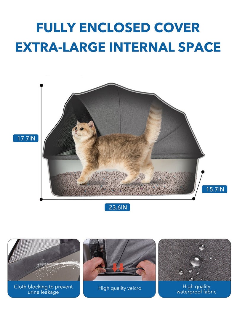 Kidle Closed Stainless Steel Cat Litter Box with Cloth Canopy, Extra Large, Scratch-Resistant, Wear-Resistant and Easy to Clean Pet Stainless Steel Cat Litter Box  - Image 3