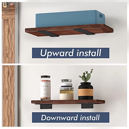 Starunder 6 Pack Floating Shelf Brackets, 8 inch Heavy Duty Industrial Shelf Bracket, Black Metal L Brackets for Shelves Support DIY(1/5 Inch Thicked) - Image 3