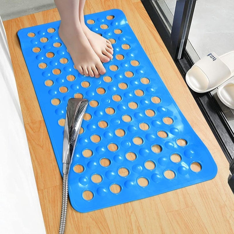 TIB Anti-Slip Bathroom Shower Mat | Non Slip Mat for Bathroom | Shower Mats for Bathroom Anti Slip |Bath Mat Anti Slip | Nonslip Soft Rubber Bath Mat for Bathtub and Shower (27 L x 15 W Inch) Blue - Image 2