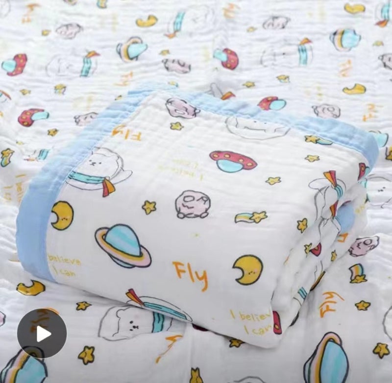 إسكدنيا Six-layer gauze cotton children's quilt cartoon printing baby bath towel thick absorbent factory wholesale summer quilt - Image 1