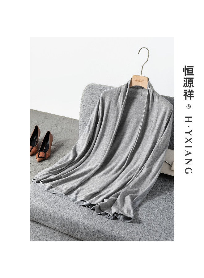 Hengyuanxiang Fine Texture [Contains Wool] Outerwear Knitted Cardigan, Loose Rolled Hem Long-Sleeve Top, Breathable And Lightweight For Spring And Autumn - Image 2