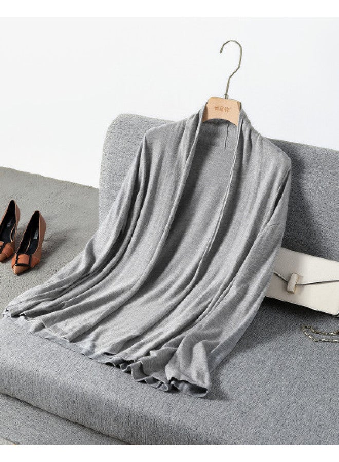 Hengyuanxiang Fine Texture [Contains Wool] Outerwear Knitted Cardigan, Loose Rolled Hem Long-Sleeve Top, Breathable And Lightweight For Spring And Autumn - Image 1