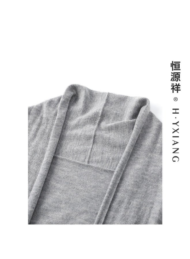 Hengyuanxiang Fine Texture [Contains Wool] Outerwear Knitted Cardigan, Loose Rolled Hem Long-Sleeve Top, Breathable And Lightweight For Spring And Autumn - Image 3