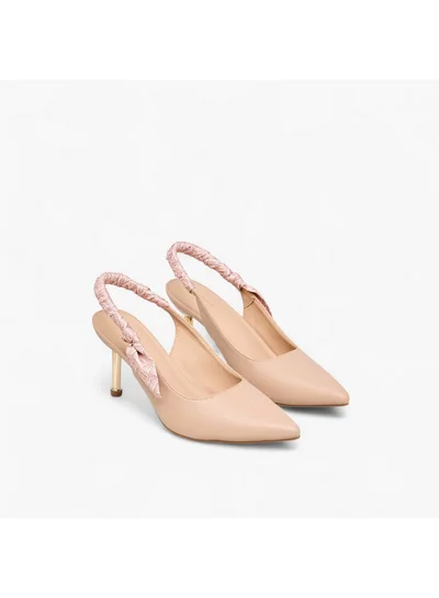 Flora Bella By Shoexpress Women Ruched Detail Slingback Shoes with Stiletto Heels