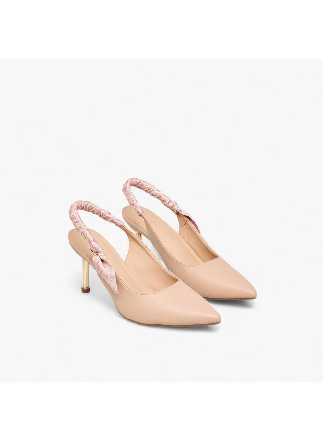 Flora Bella By Shoexpress Women Ruched Detail Slingback Shoes with Stiletto Heels