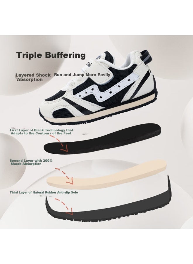 Kids.ing Children's Sneakers, Boys' Spring Campus White Shoes, Forrest Gump Shoes, Girls' Big Kids Breathable Soft-soled Shoes, Black, Size 28 - Image 4