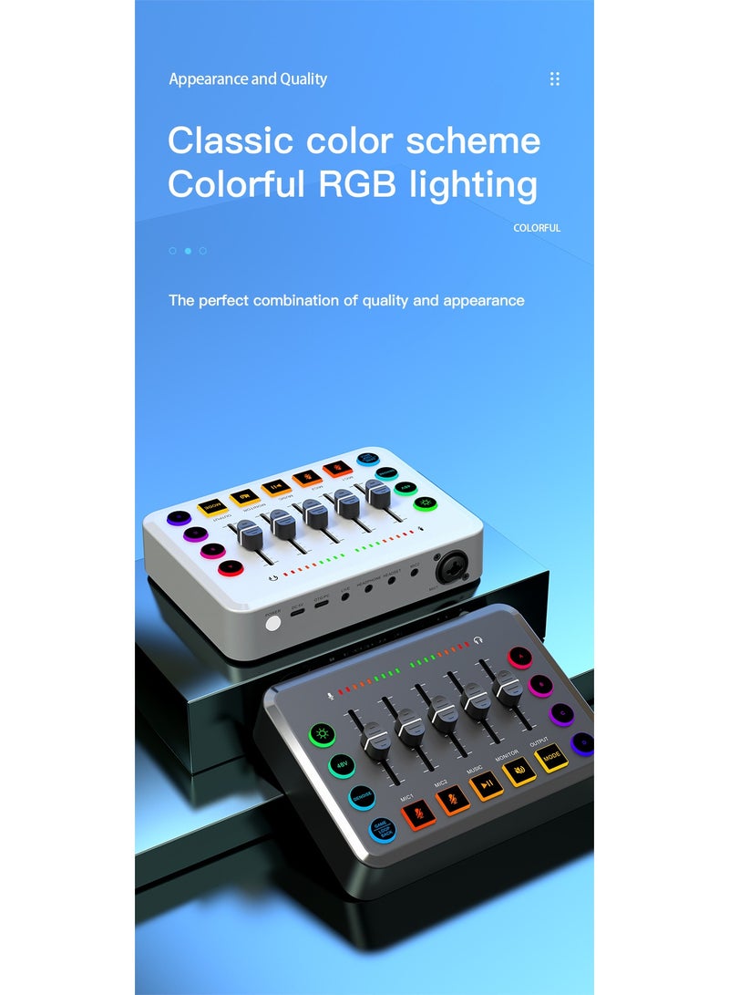 Gaming Audio Mixer, Audio Mixer for Streaming, Streaming RGB PC Mixer with XLR Microphone Interface, Volume Fader, 48V Phantom Power, for Podcast/Recording/Game Voice/Youtube/TikTok/Vocal - Image 5