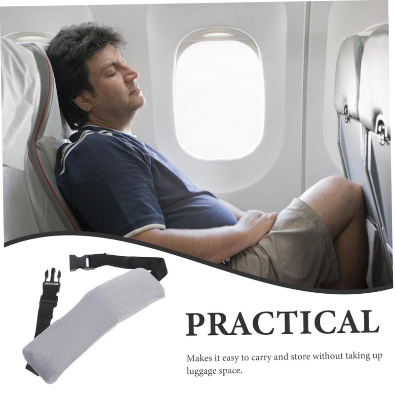 2PCS Inflatable Travel Pillow Set with Chin Strap Neck Support for Airplane Sleeping - Image 4