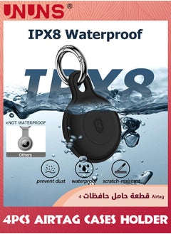 UNUNS 4 Pack Airtag Holder Key Ring Cases,IPX8 Waterproof Silicone Airtag Keychain For Apple Airtag,Anti-Scratch Airtag Case,Item Finders Tracker Accessorie For Pet Wallet Keys-2 White+ 2 Black  - Image 4