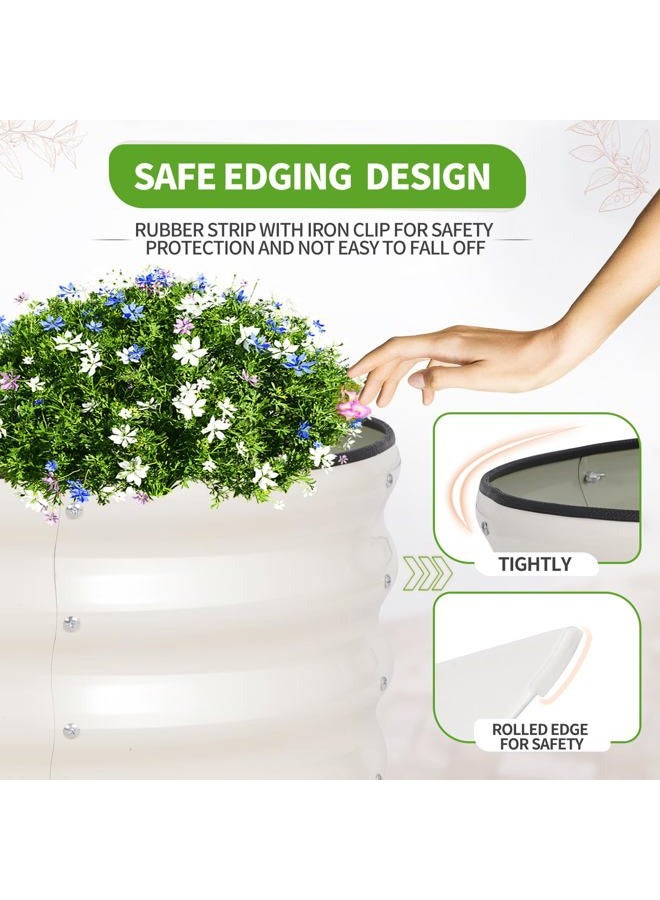 Permade Galvanized Raised Garden Bed - 8x2x1FT Metal Planter Boxes Outdoor | Oval Steel Raised Bed Kit for Gardening with Protective Tape, Bracing Rods, Gloves for Vegetables, Flower, Herb (White) - Image 2