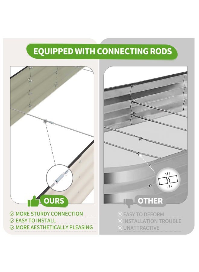 Permade Galvanized Raised Garden Bed - 8x2x1FT Metal Planter Boxes Outdoor | Oval Steel Raised Bed Kit for Gardening with Protective Tape, Bracing Rods, Gloves for Vegetables, Flower, Herb (White) - Image 5