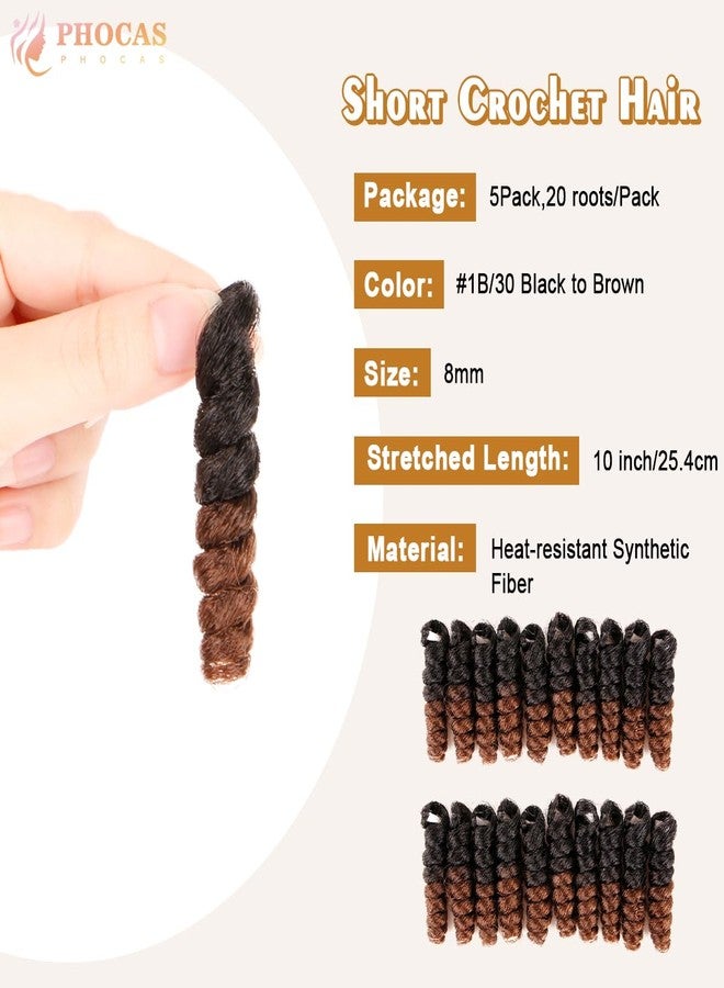 PHOCAS 5Packs 10'' Toin Curl Short Crochet Hair Curly Crochet Braids for Women Natural Black to Brown - Image 2