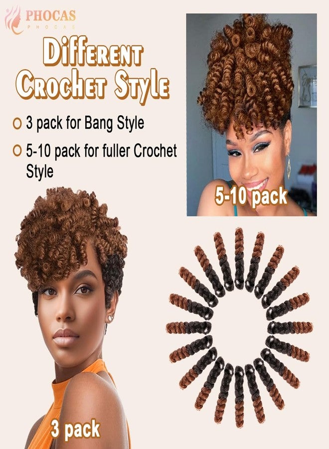 PHOCAS 5Packs 10'' Toin Curl Short Crochet Hair Curly Crochet Braids for Women Natural Black to Brown - Image 3