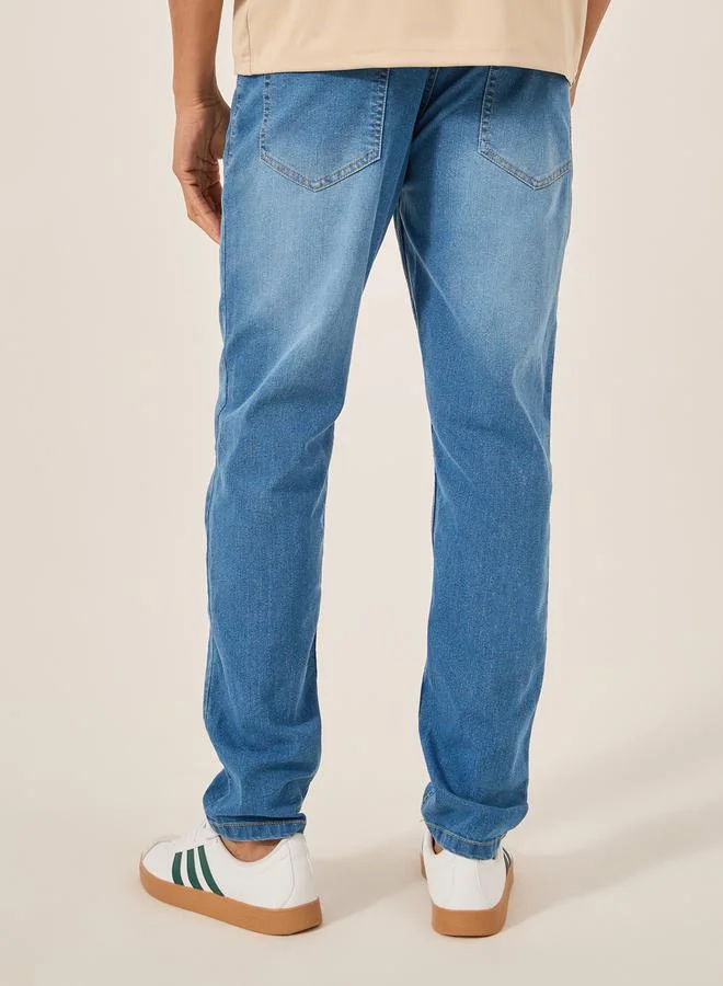 Styli Mid Rise Slim Fit Faded Jeans