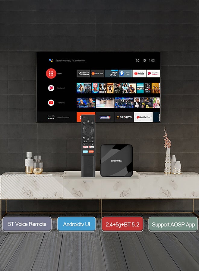 تلفزيون صندوق تلفاز أندرويد 14 بلوتوث 5.2 8K 4GB 64GB S905W2 رباعي النواة 2.4G & 5G واي فاي مزدوج جهاز تحكم عن بُعد بخاصية الصوت مشغل وسائط - Image 5