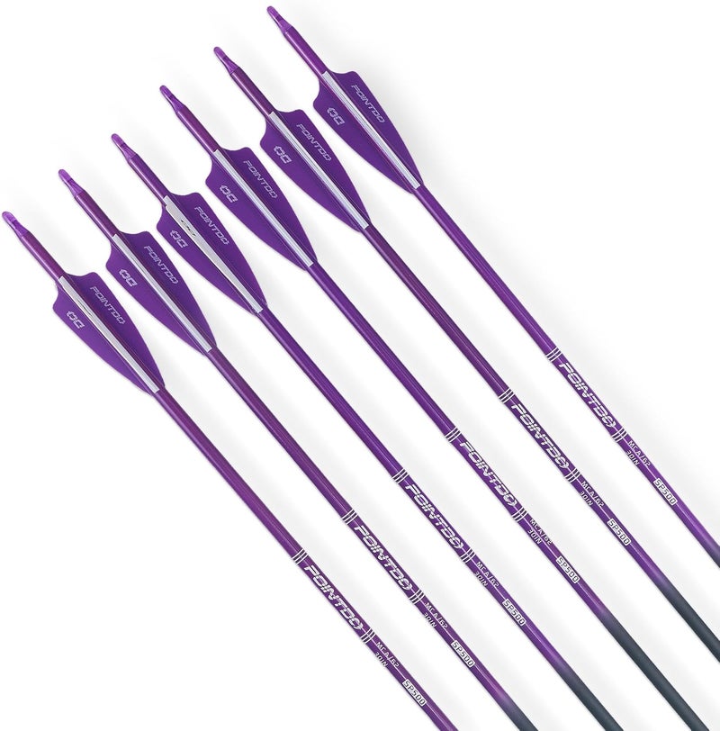 Pointdo 30inch Carbon Arrow Fluorescence Color Targeting and Practice and Hunting Arrows for Compound Bow and Recurve Bow with Removable Tips(Pack of 12) - Image 3