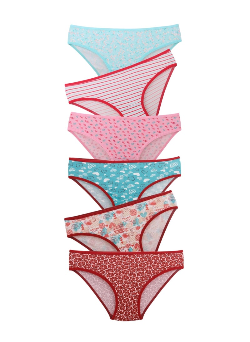 Kalia Pack of 6 Printed Cotton Bikini Panties Underwear for Women  - Image 3