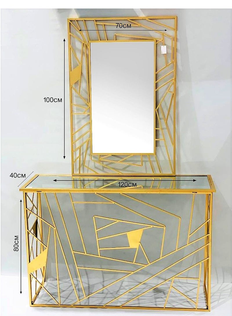 Generic Metal Dressing Table Glass Top with Mirror 120cm.  - Image 4