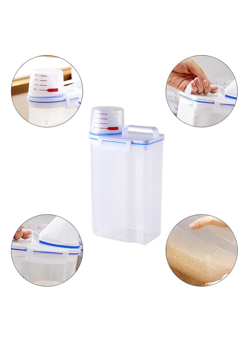 Generic 2KG Plastic Rice Storage Bin Flour Box Food Storage Container with Measuring Cup Portable Easy Grip Handle for Kitchen Dry Food(1pcs)  - Image 2