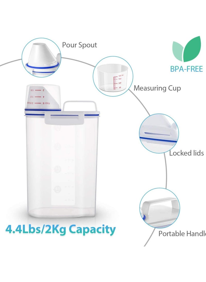 Generic 2KG Plastic Rice Storage Bin Flour Box Food Storage Container with Measuring Cup Portable Easy Grip Handle for Kitchen Dry Food(1pcs)  - Image 3